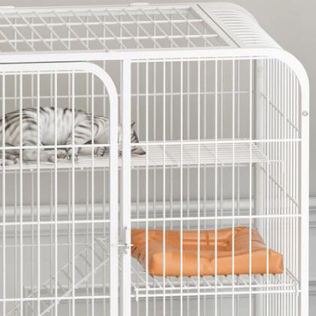 Large 3-Tier Metal Wire Cat Cage with Hammock and Casters B988418