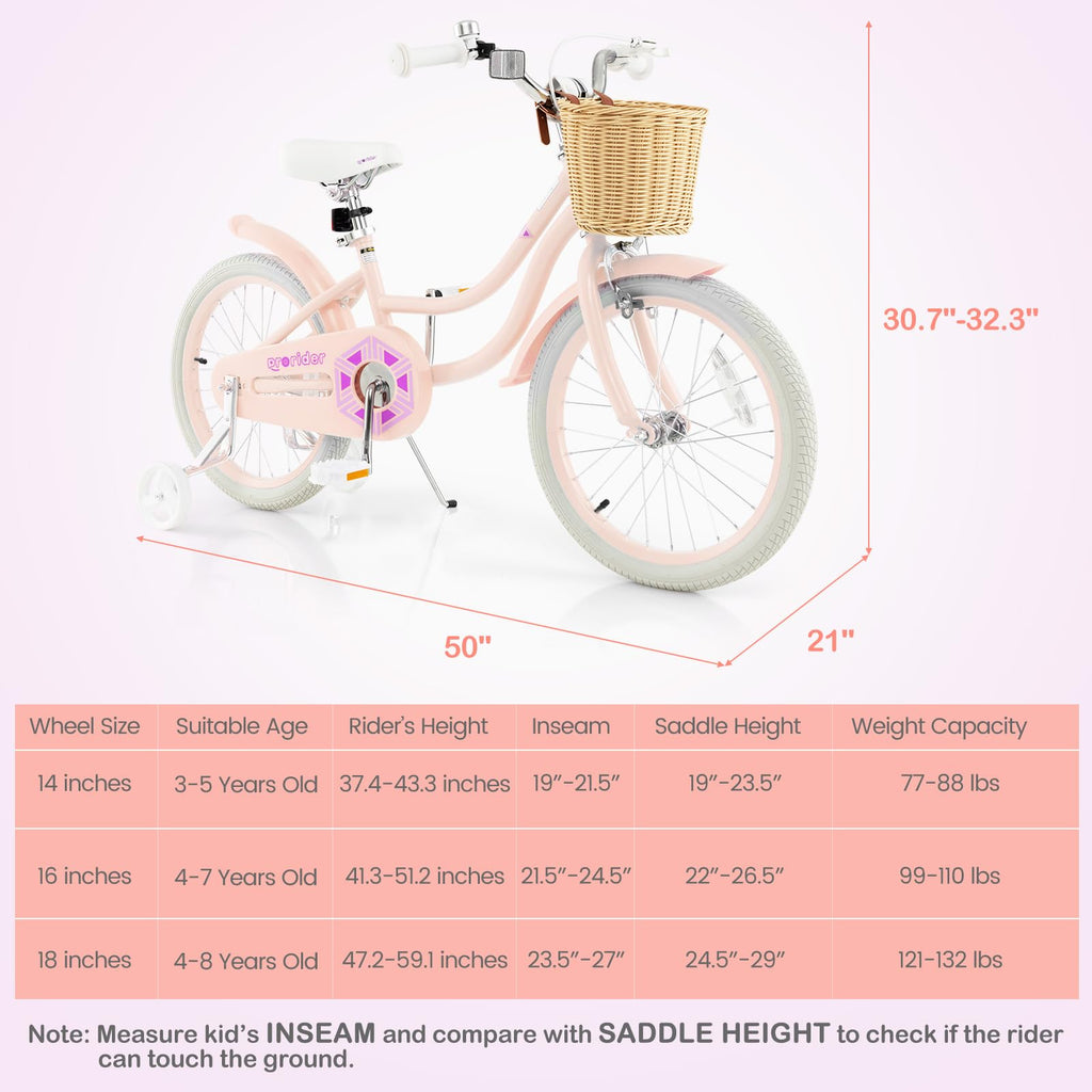 14 16 18 Inch Kids Bike with Training Wheels R19820