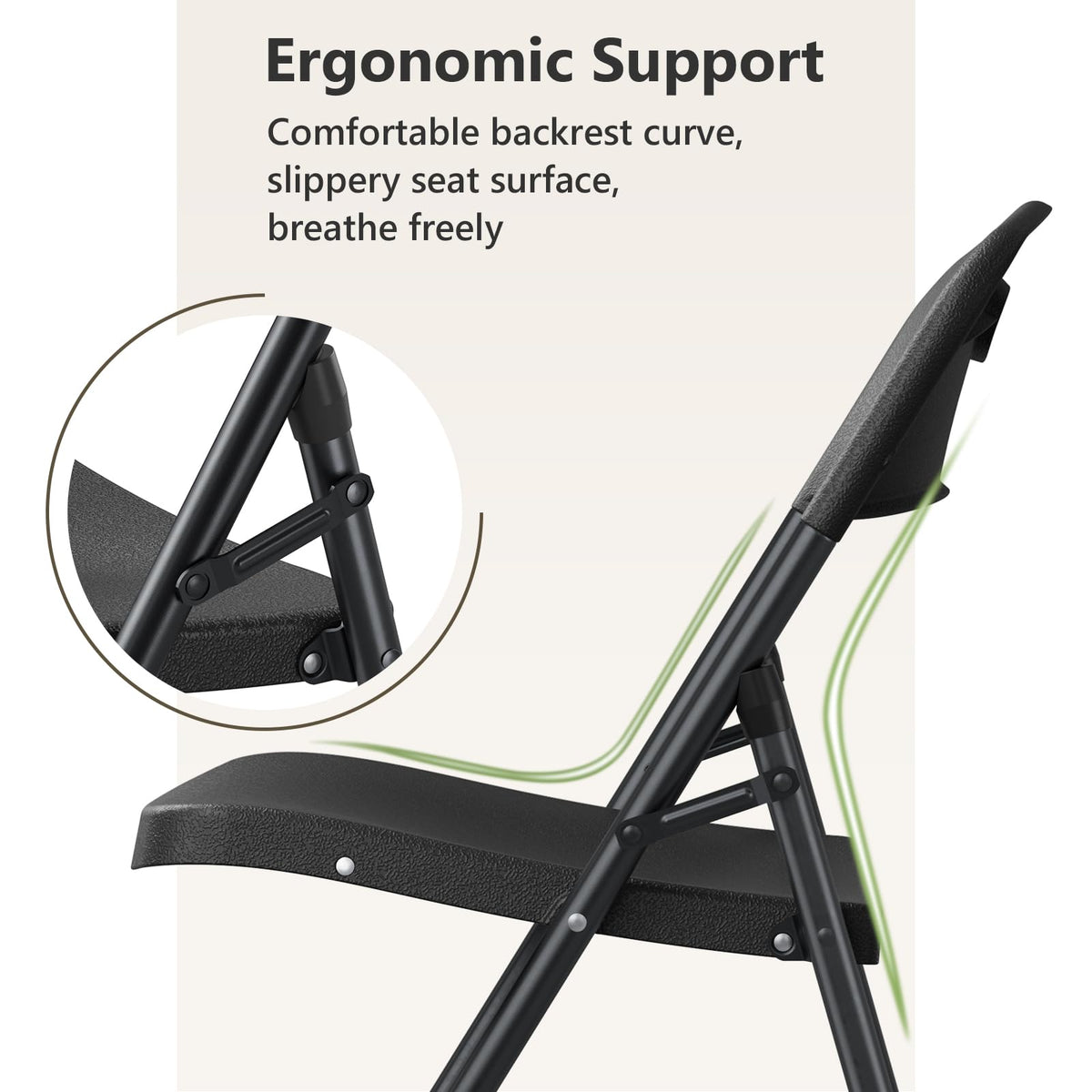 Black 6 Pack Plastic Metal Folding Chairs P338