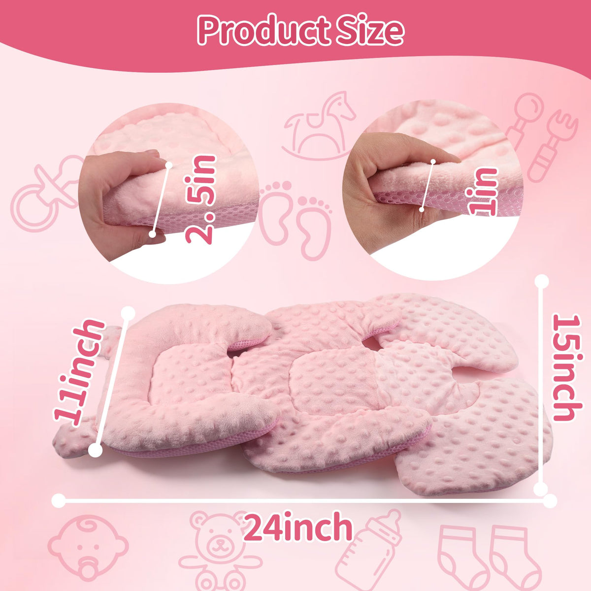 Reversible Carseat Head Body Support Newborn Pink I231547