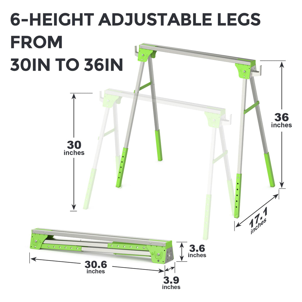 2 Pack Folding Adjustable Saw Horses I640