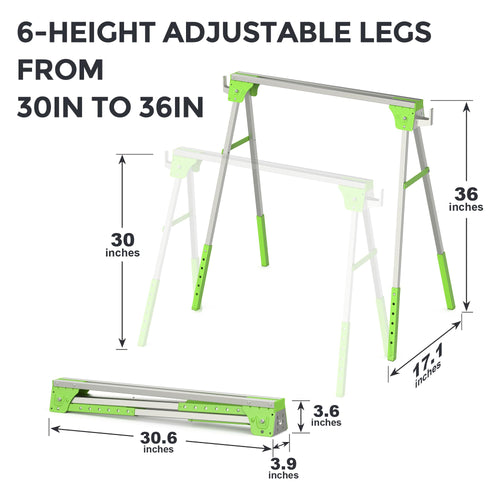 2 Pack Folding Adjustable Saw Horses I640