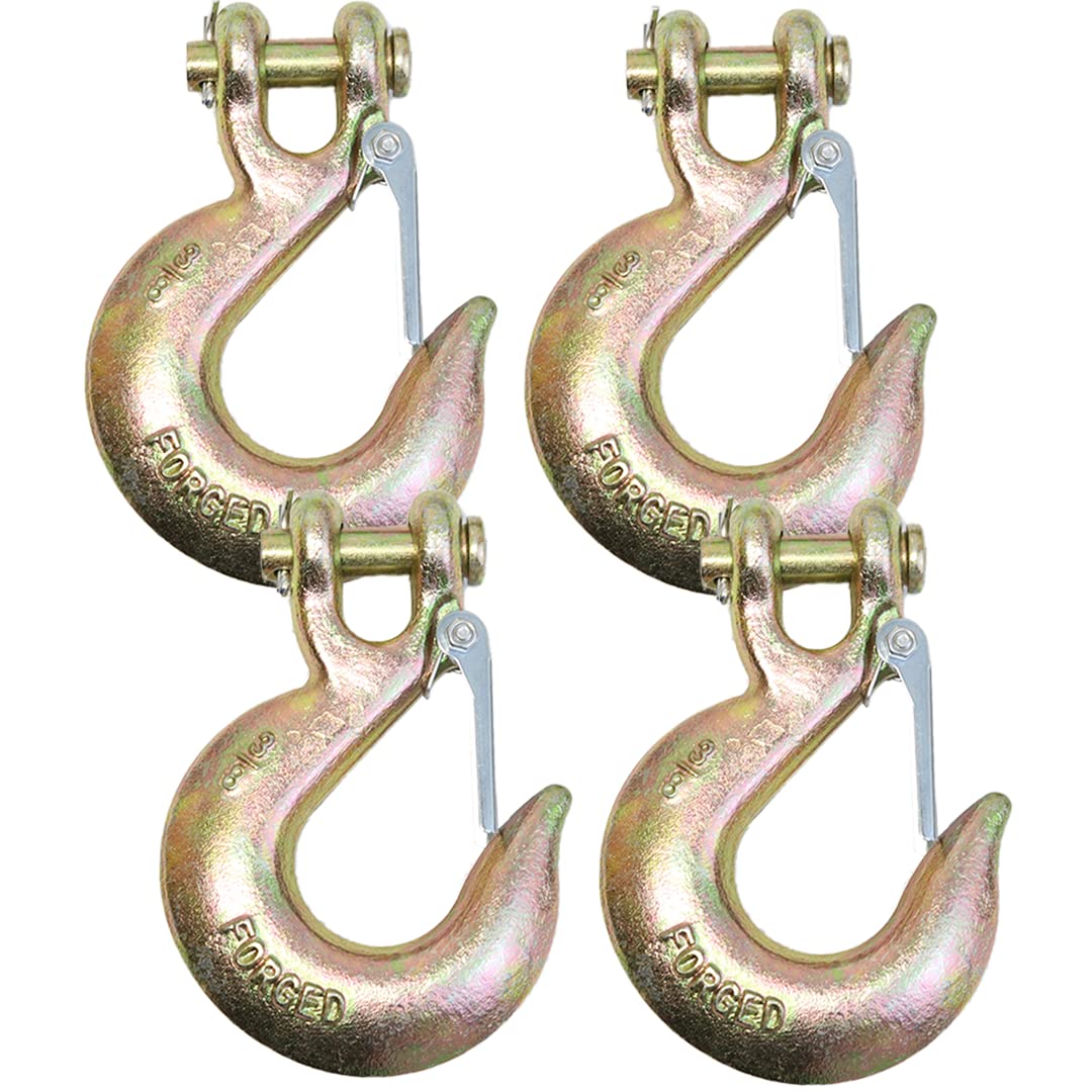 4 Pack 3/8" Grade 70 Forged Clevis Slip Hook with Safety Latch G8415