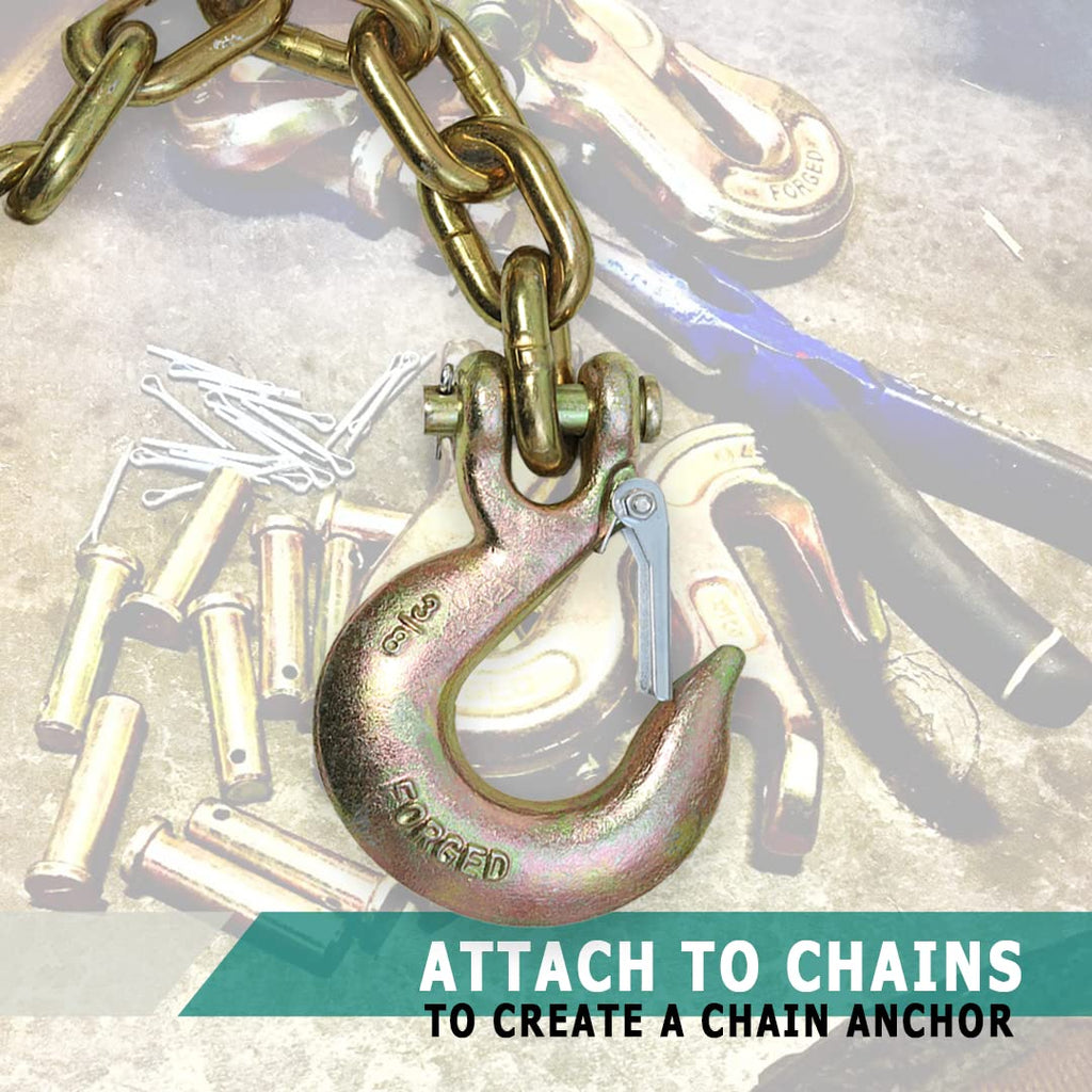 4 Pack 3/8" Grade 70 Forged Clevis Slip Hook with Safety Latch G8415