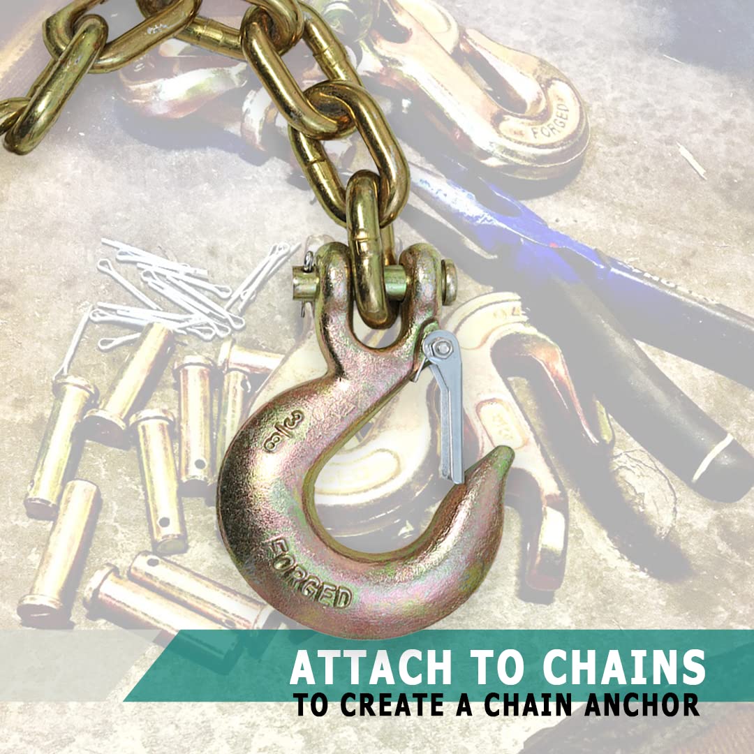 4 Pack 3/8" Grade 70 Forged Clevis Slip Hook with Safety Latch G8415