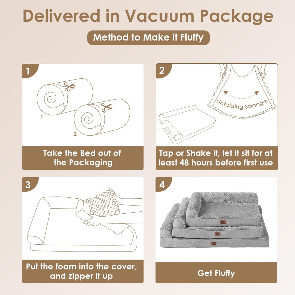 Medium Grey Memory Foam Dog Bed E340