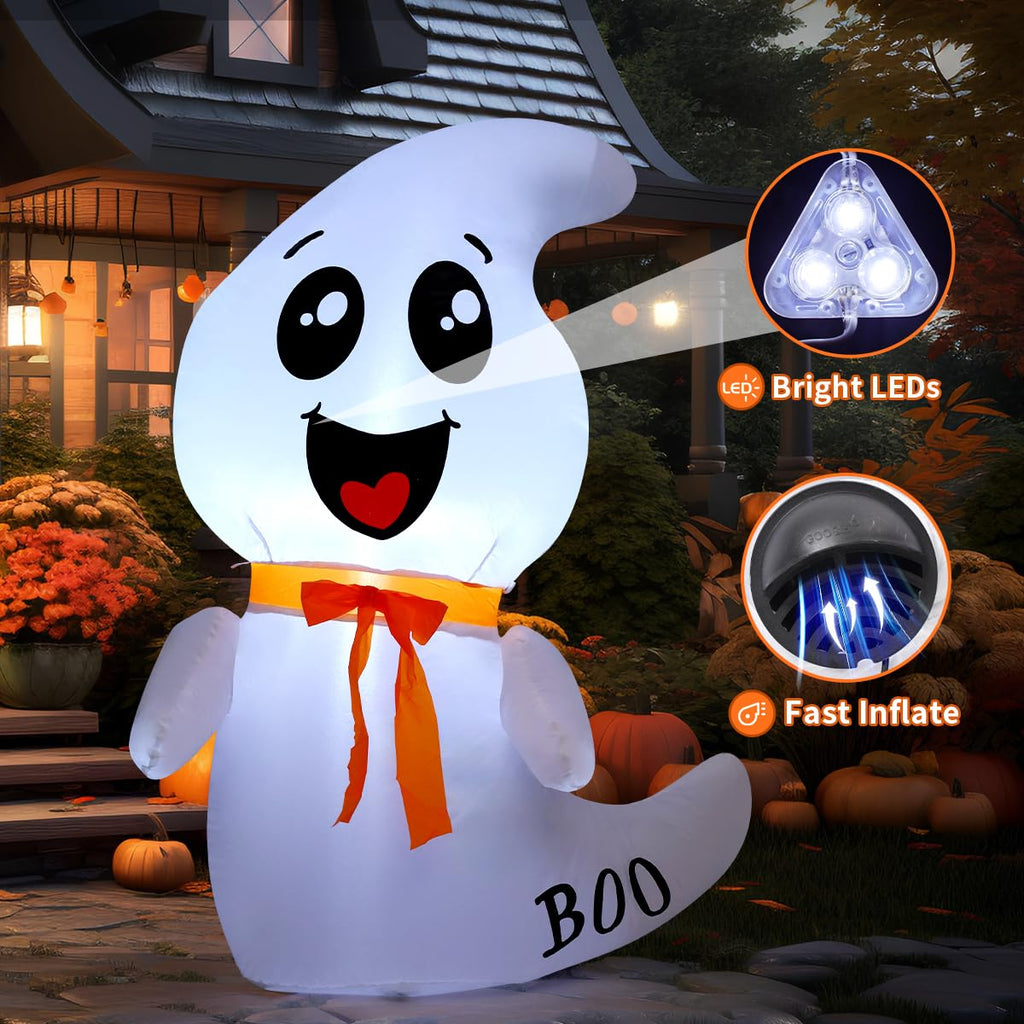 4 FT Inflatable Ghost with Built-in LEDs Q387506