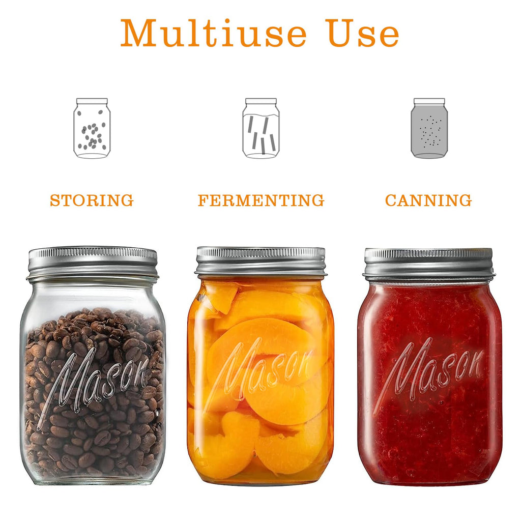 16 Oz 6 Pack Regular Mouth Mason Jars F37299