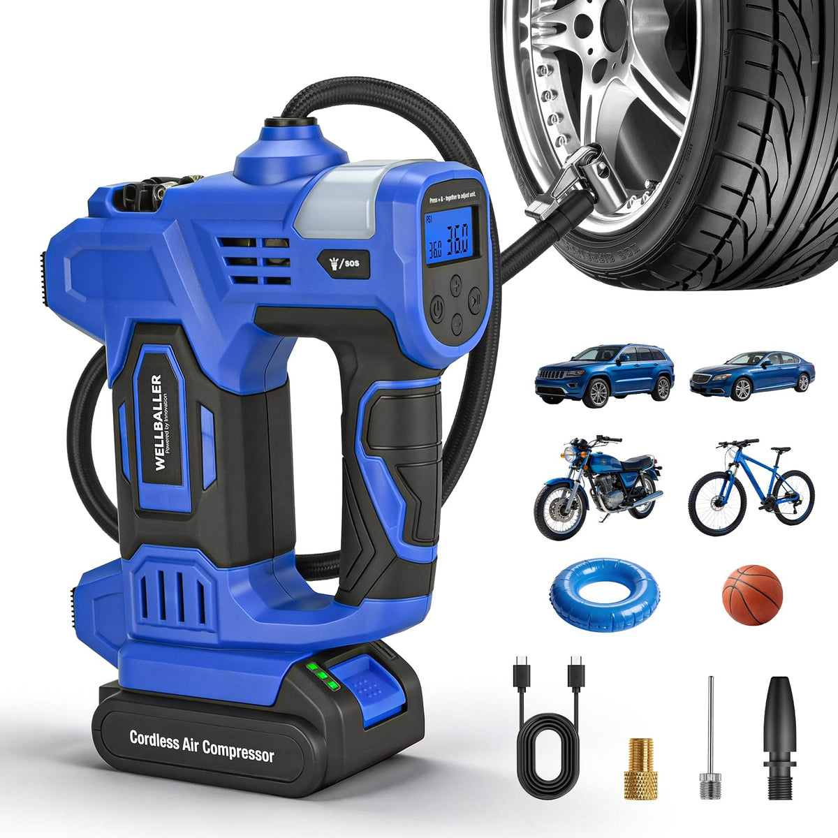 20V Cordless Portable Air Compressor 150PSI I725