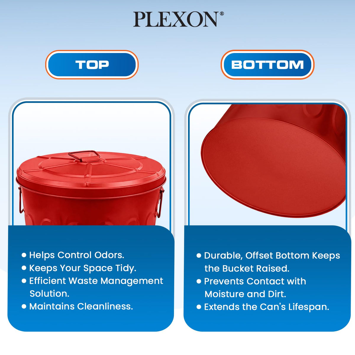 20 Gallon Red Metal Trash Can with Lid N392861