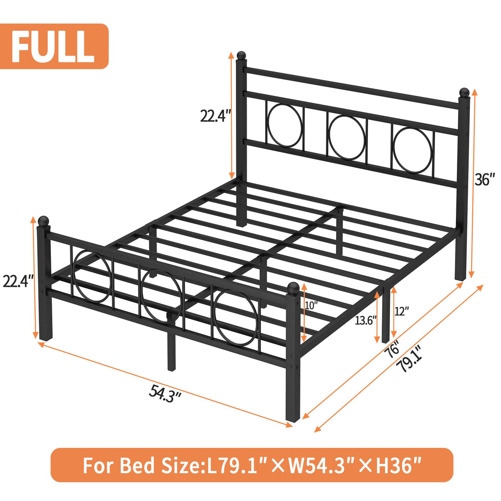 Black Full Bed Frame with Headboard J68503