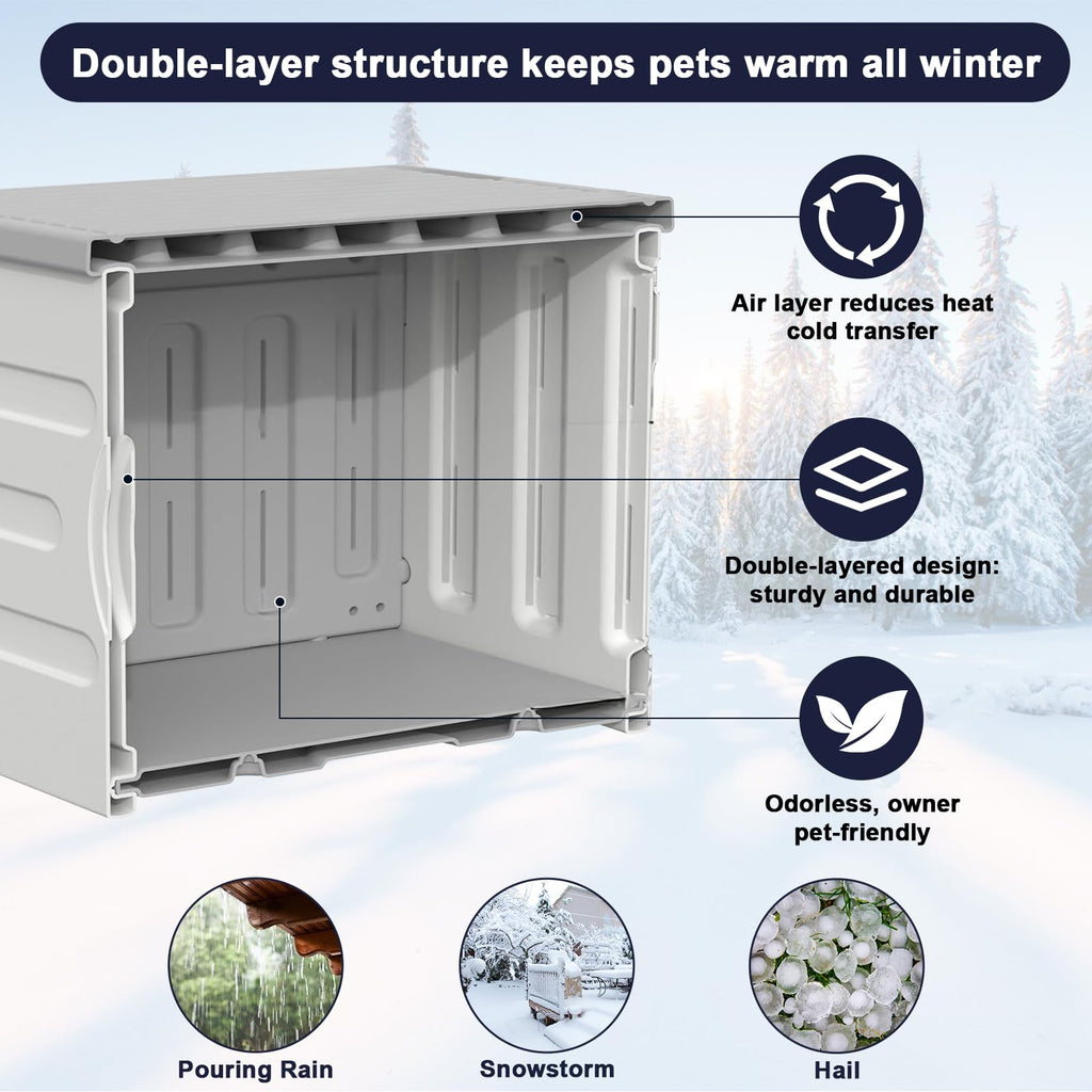 Heated Cat House with Safety Escape Doors and Heating Pads F96613