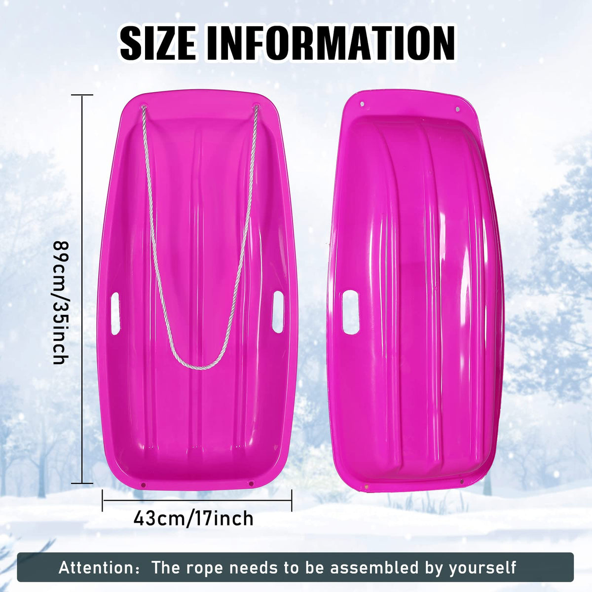 6 Pcs 35 in Plastic Snow Sled T1301