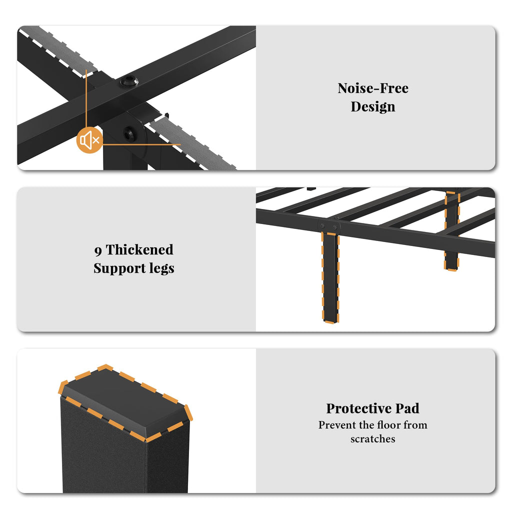 Full Size Metal Bed Frame with Headboard and Footboard E298