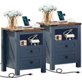 Set of 2 Nightstands with Charging Station and 2 Drawers C424