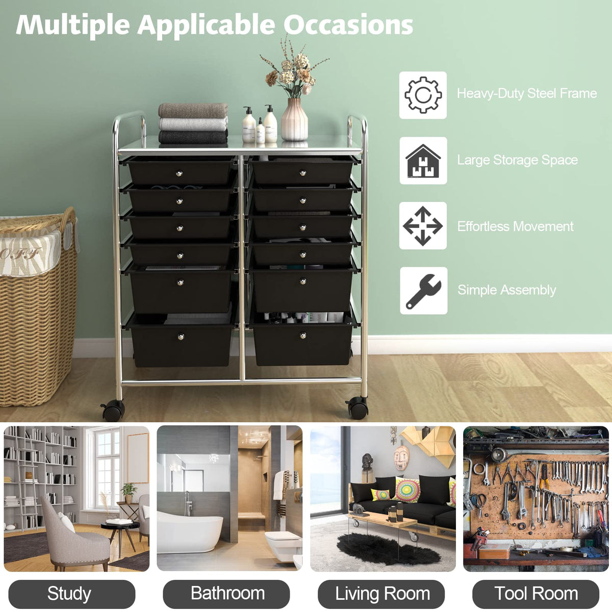 12 Drawer Rolling Storage Cart L241170