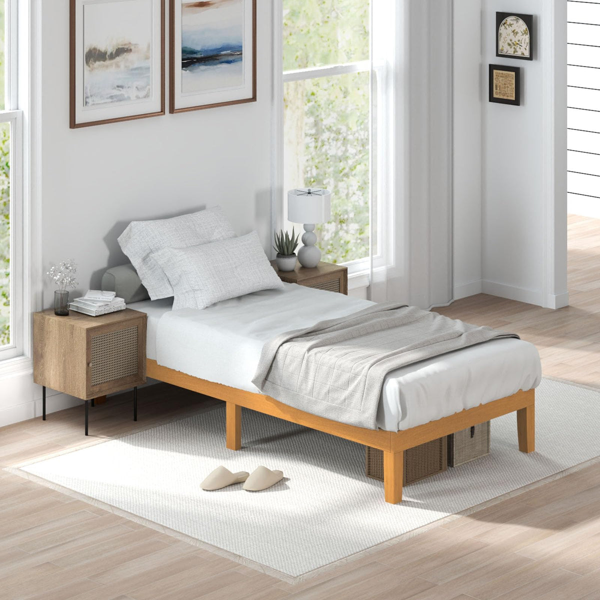 Twin Size 12 Inch Wood Platform Bed Frame T760