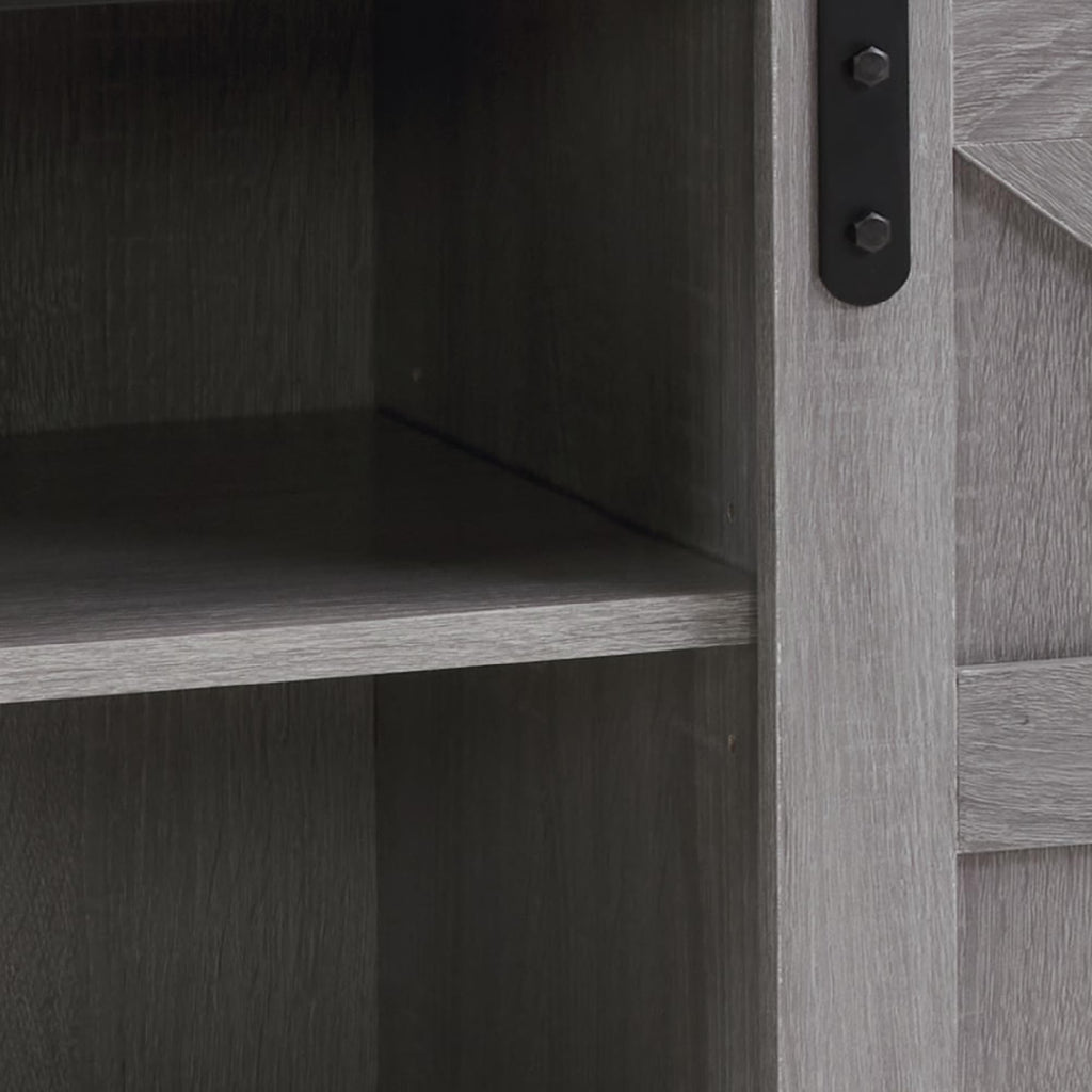 65" Grey Farmhouse TV Stand with Sliding Doors Z5597