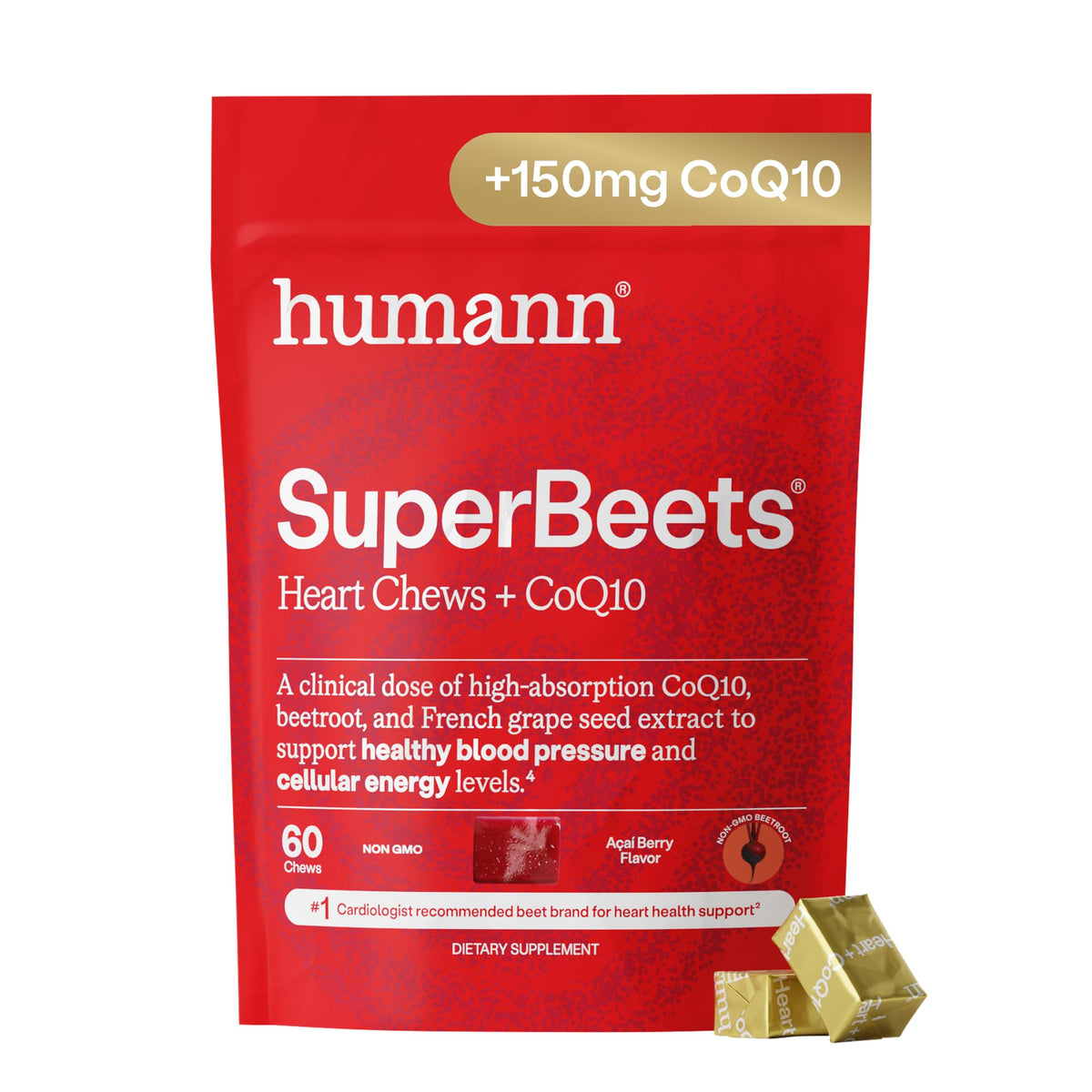 SuperBeets 5-in-1 Heart Chews 150mg CoQ10 60 Ct R5644