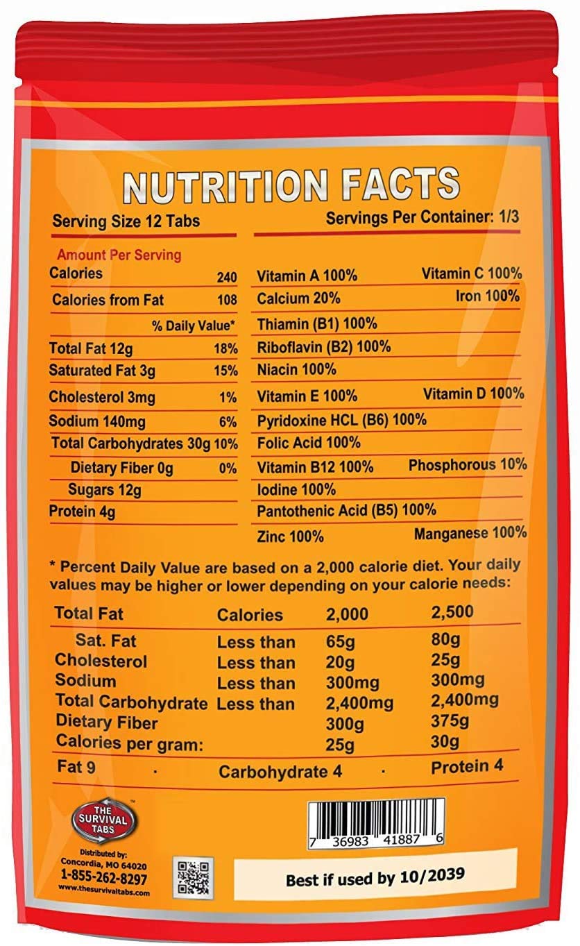 Survival Tabs 10-Day Vanilla Malt Fortified E1756