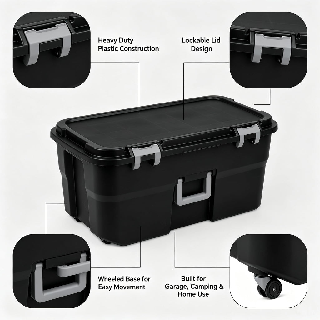22 Gallon Wheeled Plastic Footlocker K7122
