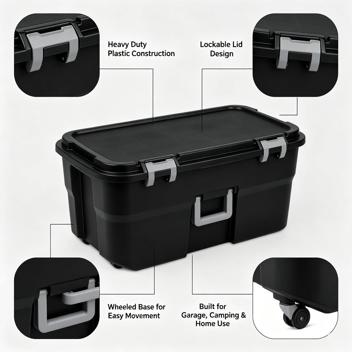 22 Gallon Wheeled Plastic Footlocker K7122
