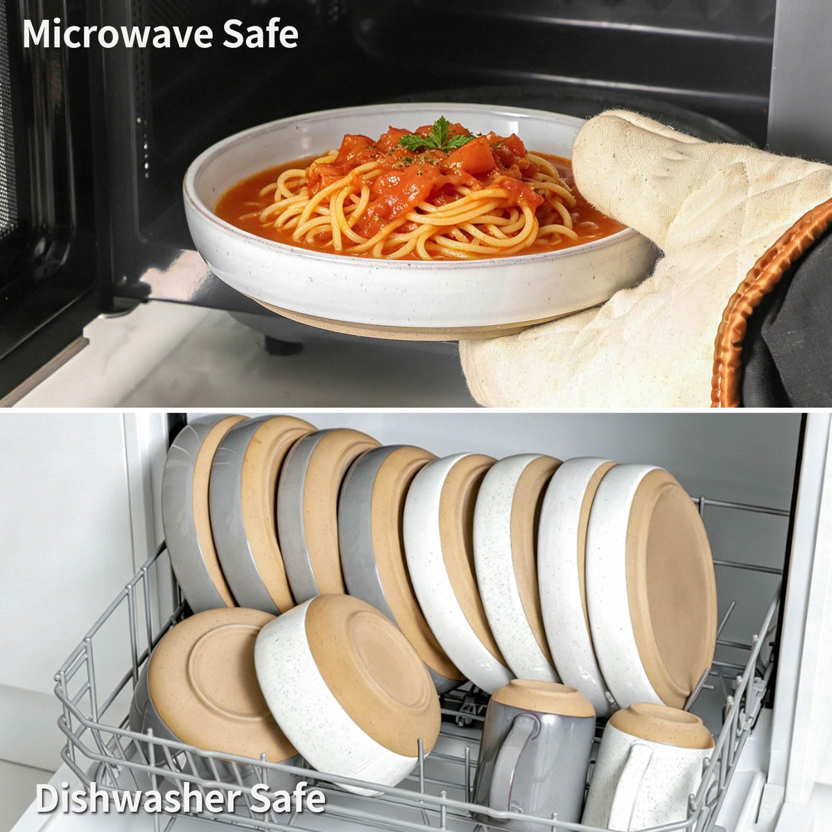 White Ceramic Pasta Bowls Set of 4, 26 oz H4730