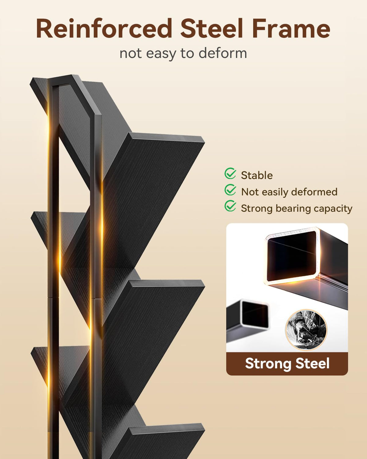 Black 6-Tier Tree Bookshelf with LED Lights H776