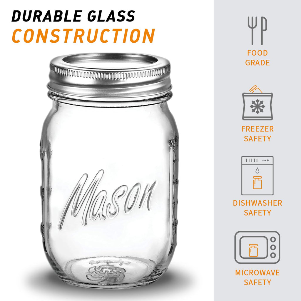 16 Oz 6 Pack Regular Mouth Mason Jars F37299