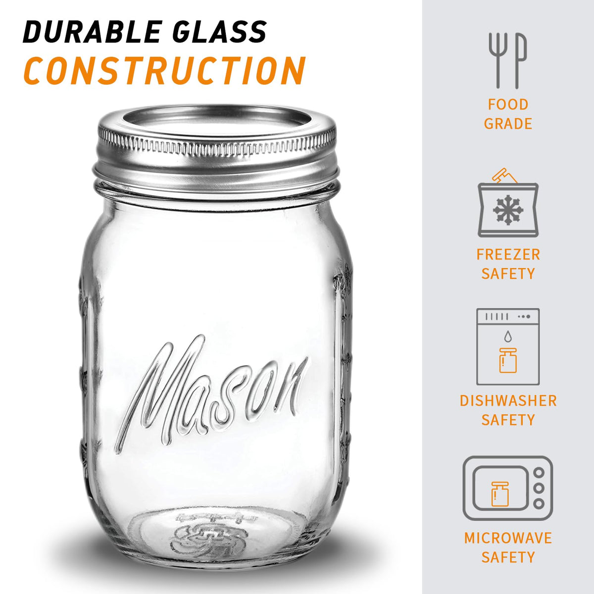 16 Oz 6 Pack Regular Mouth Mason Jars F37299