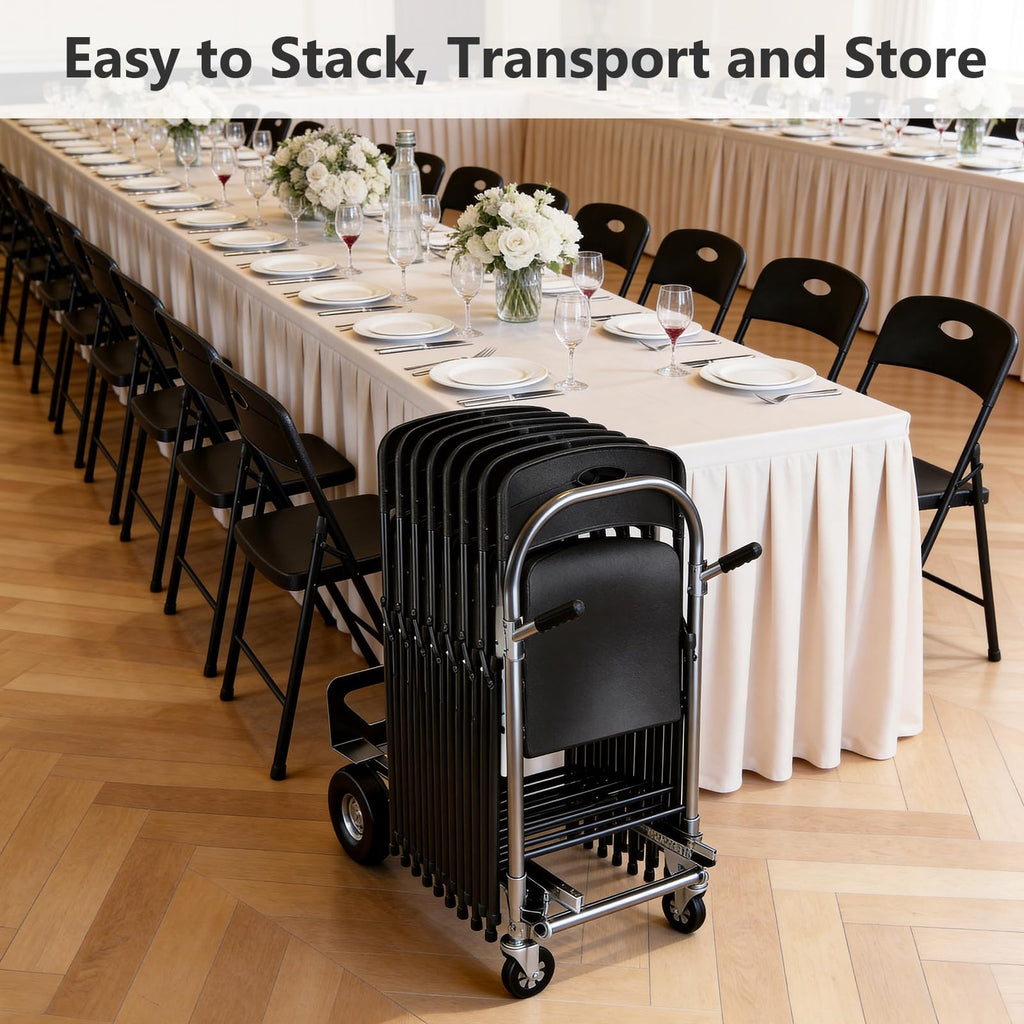Black 6 Pack Plastic Metal Folding Chairs P338