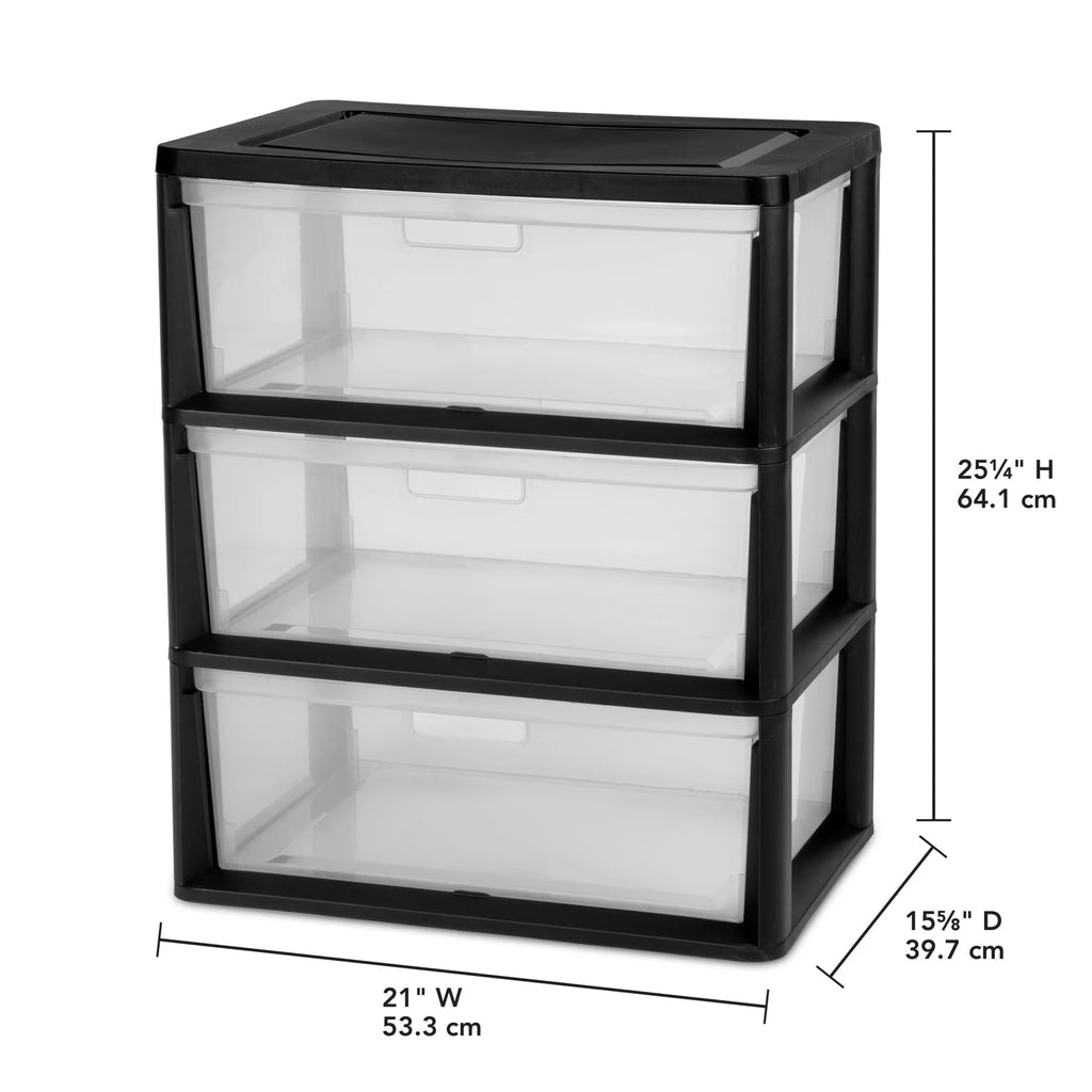 Black 3 Drawer Plastic Storage Cart P7316