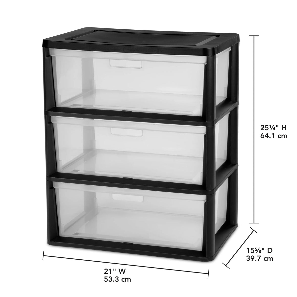 Black 3 Drawer Plastic Storage Cart P7316