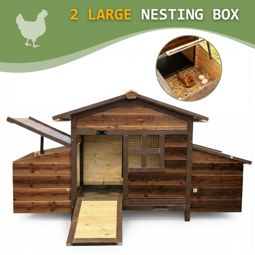 Wooden Chicken Coop Rabbit Hutch with Nesting Boxes L343107
