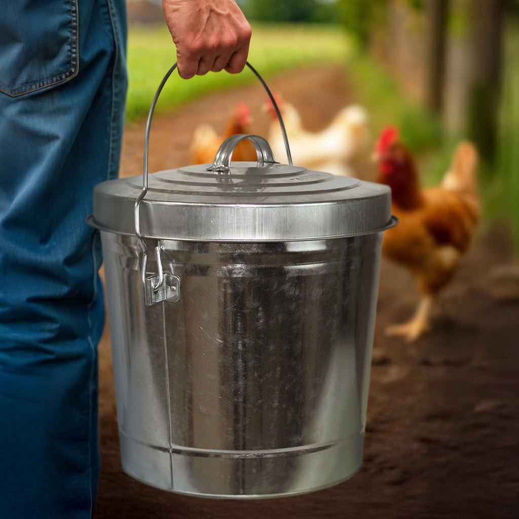 6 Gallon Galvanized Metal Trash Can with Lid O72025
