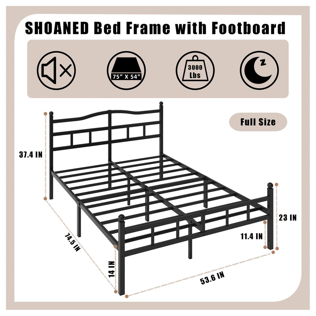 14 Inch Metal Bed Frame Full Size with Headboard Footboard X20035