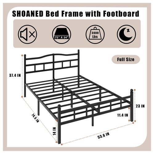 14 Inch Metal Bed Frame Full Size with Headboard Footboard X20035