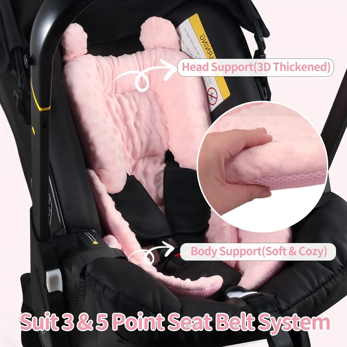Reversible Carseat Head Body Support Newborn Pink I231547
