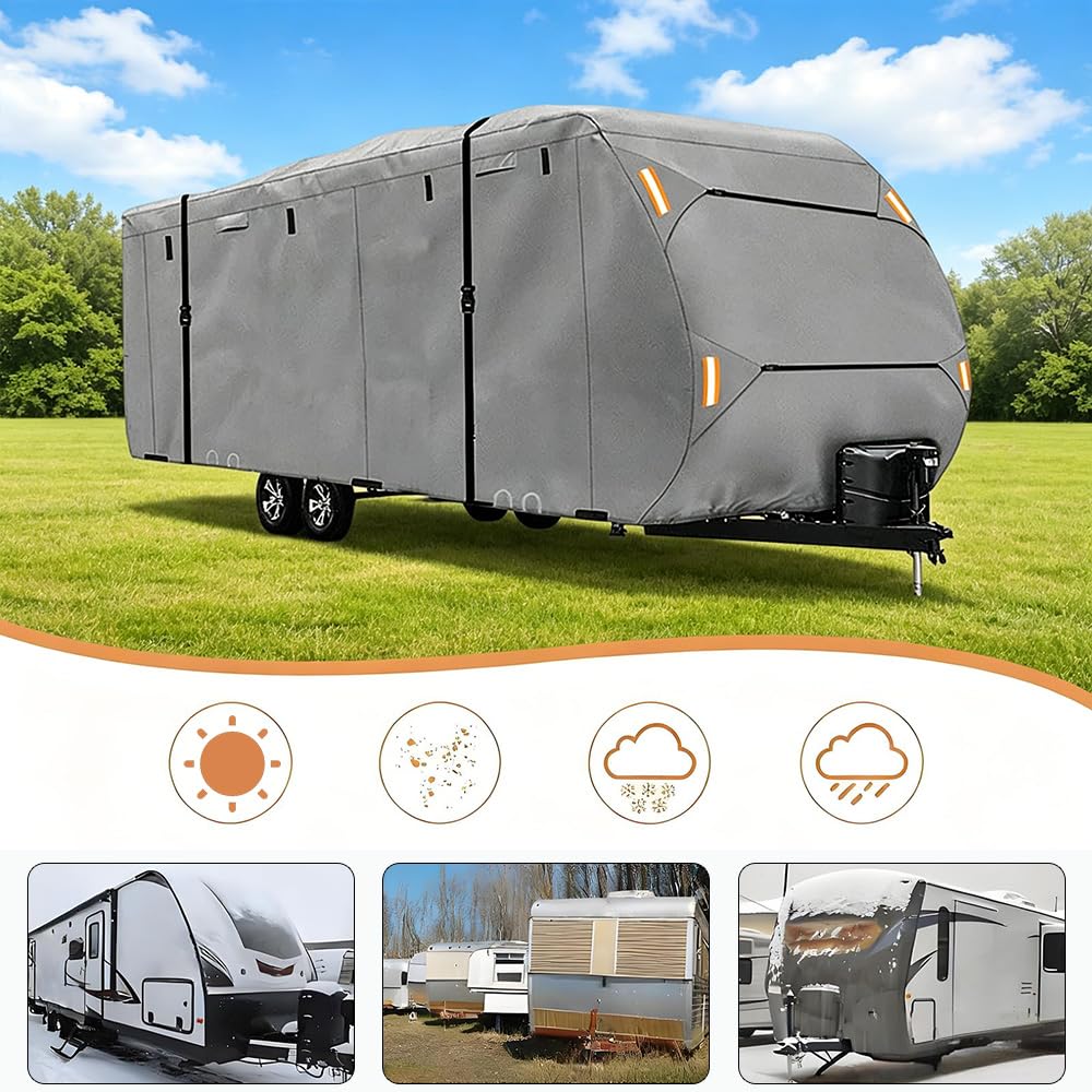 Waterproof 420D Travel Trailer Cover with Adjustable Straps R9988
