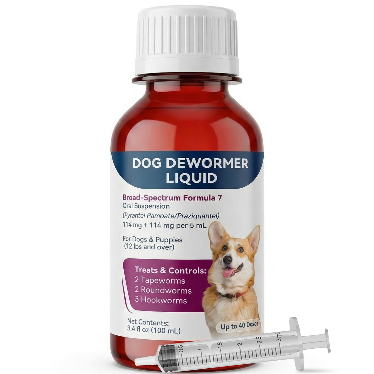 Liquid Dog Dewormer with Dosing Syringe 100ml X1964