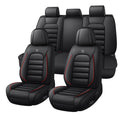Waterproof Nappa Leather Full Coverage Car Seat Covers Full Set Black Red T204793