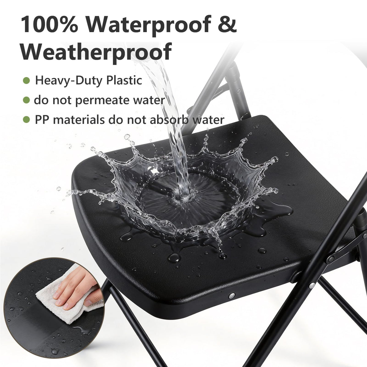 Black 6 Pack Plastic Metal Folding Chairs P338