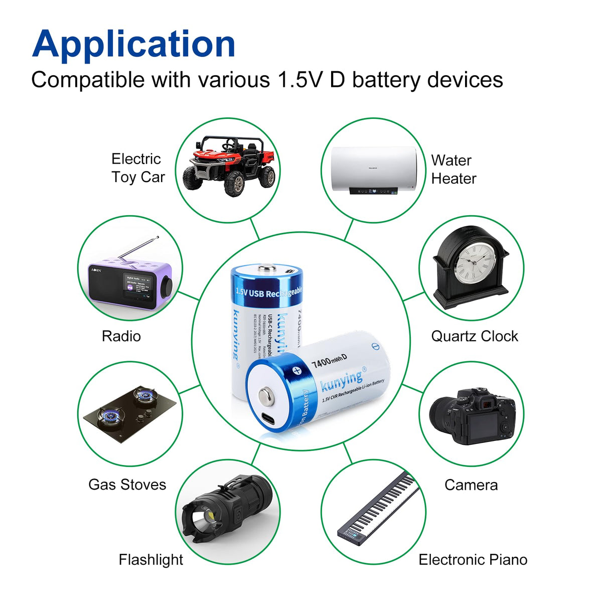 8 Pack Rechargeable Lithium D Cell Batteries I6416
