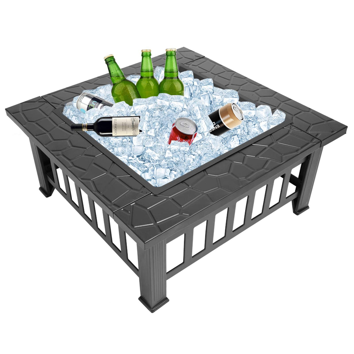 32" Wood Burning Metal Fire Pit with Poker B20885