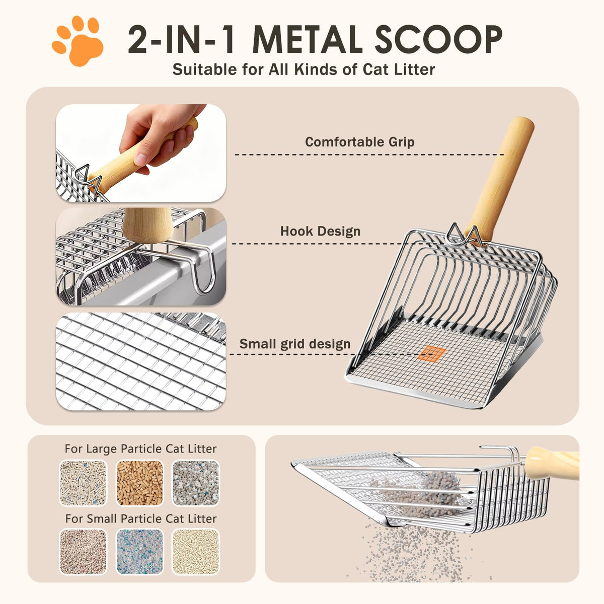 Stainless Steel High Sided Litter Box with Scoop J214966
