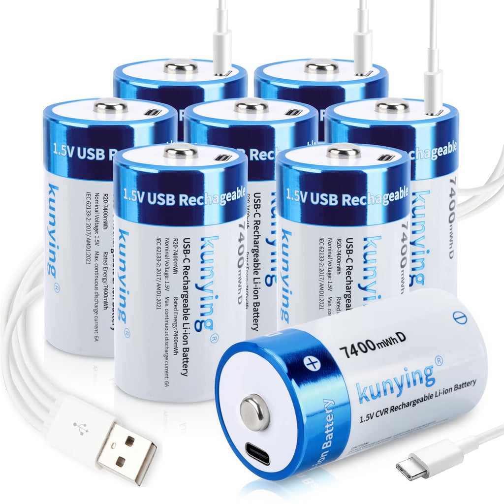 8 Pack Rechargeable Lithium D Cell Batteries I6416