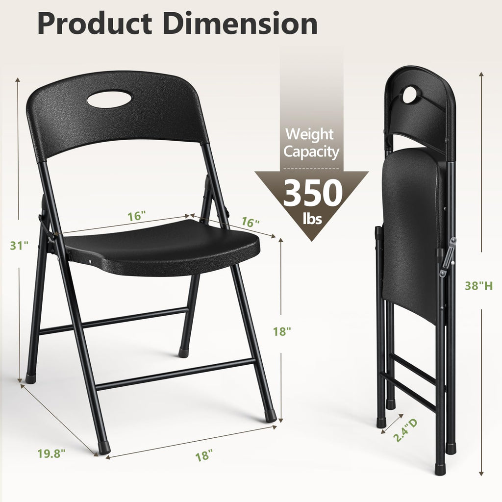 Black 6 Pack Plastic Metal Folding Chairs P338
