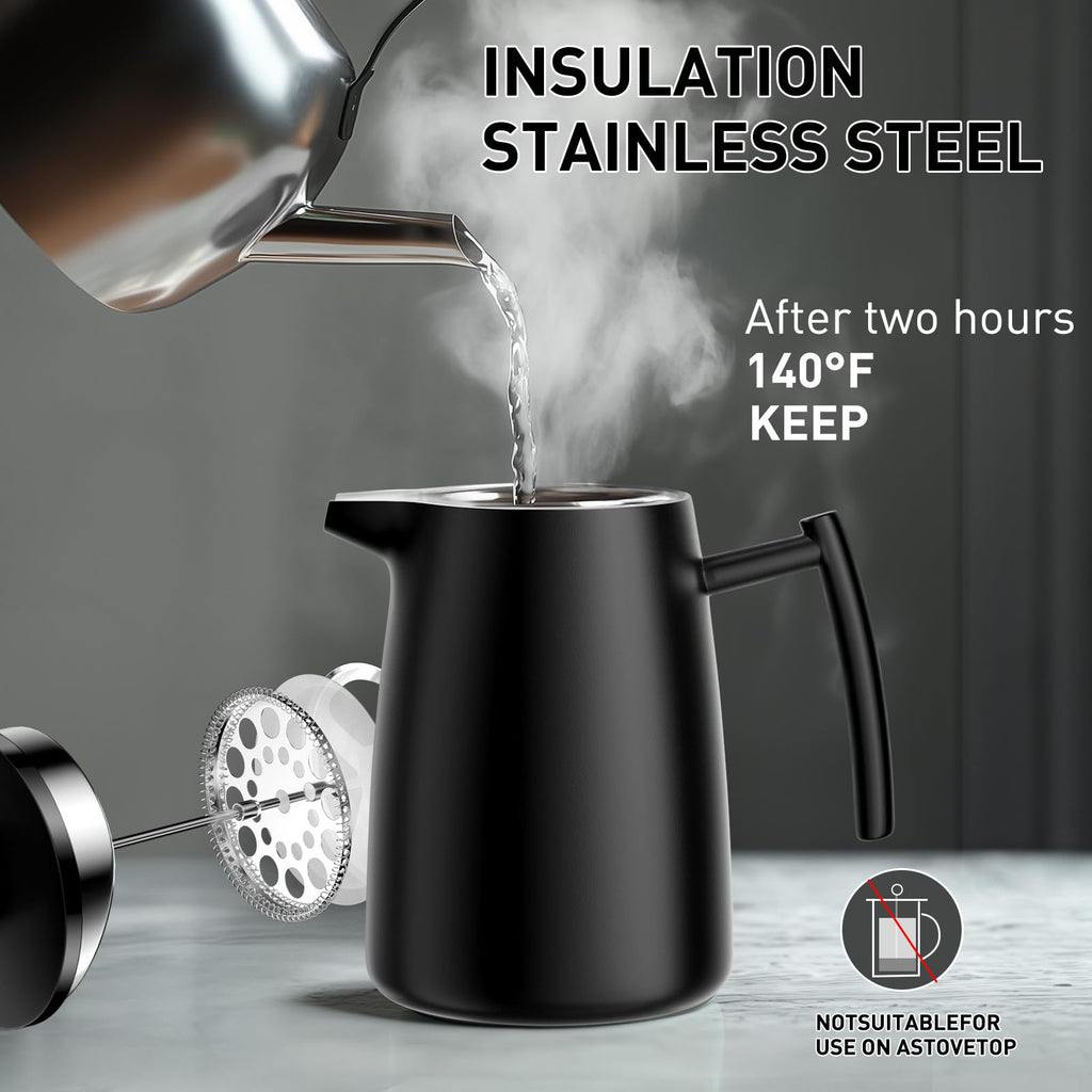 50oz Stainless Steel Insulated French Press Coffee Maker L5532
