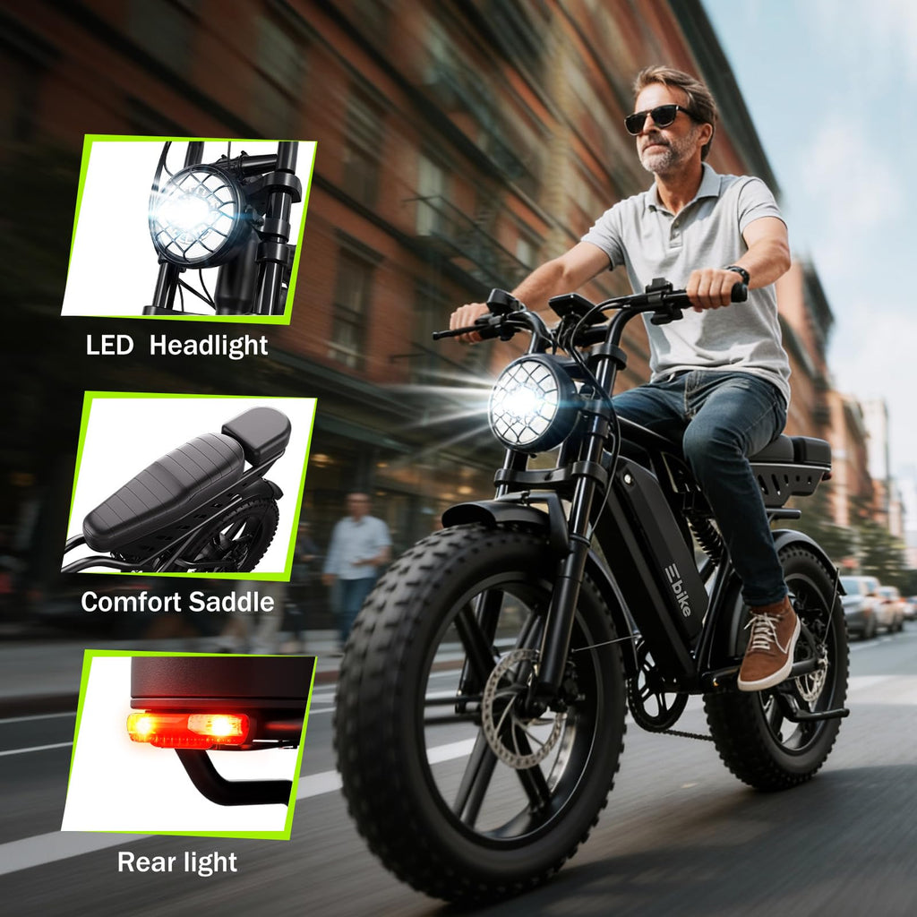 Electric Bike 48V 15Ah Battery 1500W Peak Motor 20 * 4.0 Fat Tire V766