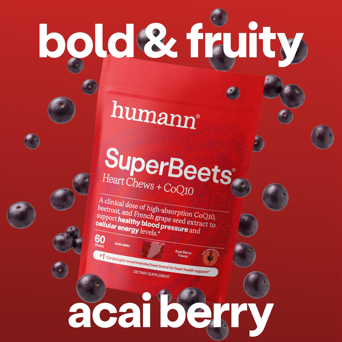 SuperBeets 5-in-1 Heart Chews 150mg CoQ10 60 Ct R5644